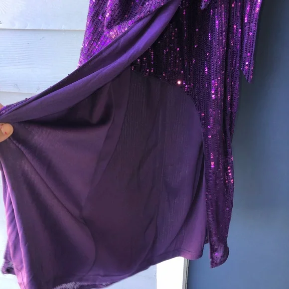 GRACE KARIN Women Medium Sleeveless One Shoulder Split Sequin Wrap Side Zip. - Picture 7 of 8